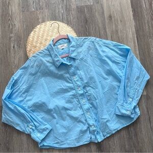 Xirena blue cotton boxy oversized button down shirt‎